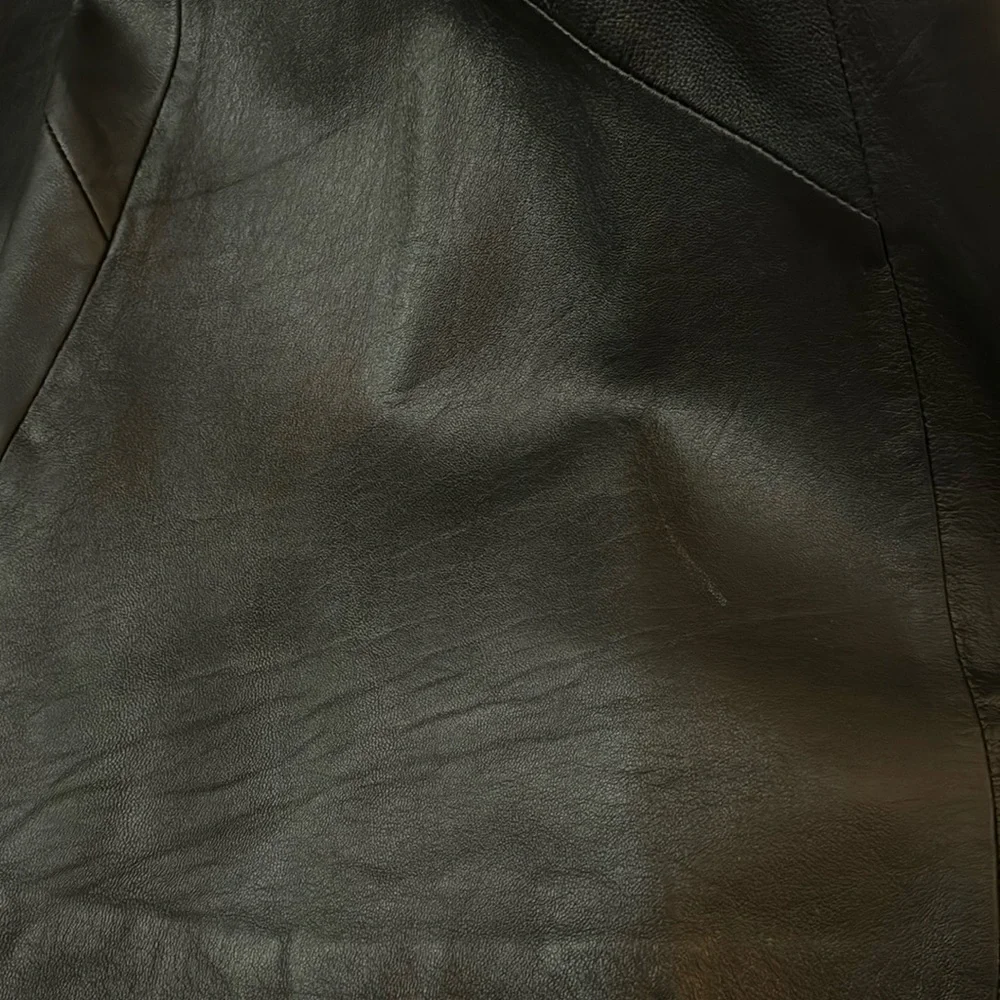 Gingette Leather Vintage Black Soft Maxi Lined Zip Genuine Skirt Israel 26” - Picture 15 of 16